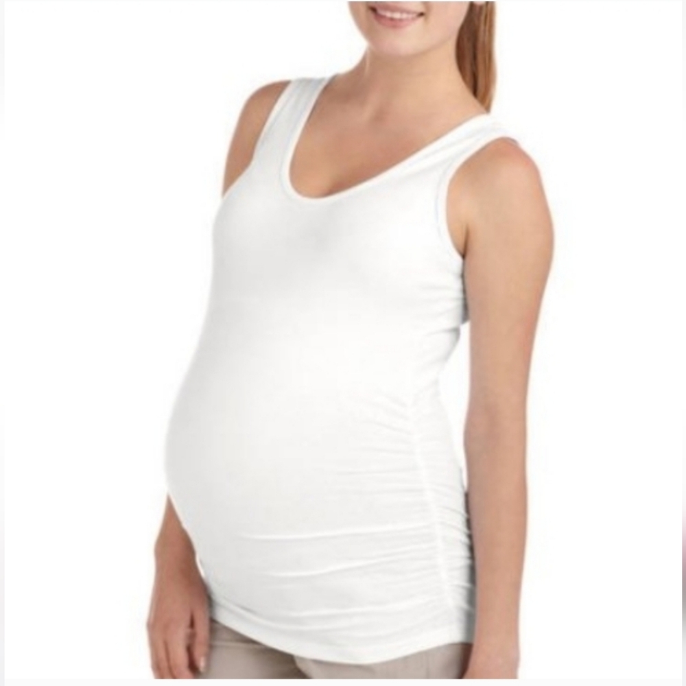 #2697 Time Two Women's White Maternity Tank Top